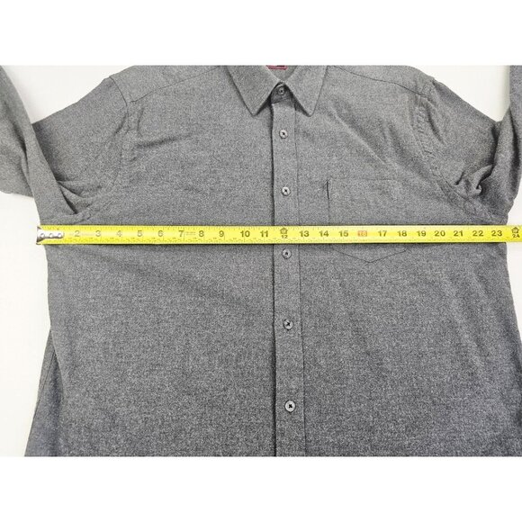 Untuckit Size Large Mens Gray Flannel Pocket Long Sleeve Logo Cotton Shirt - Picture 3 of 10